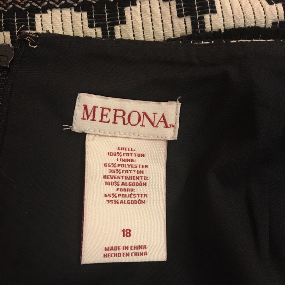 Merona Black and White fringe skirt 18 NWT - Picture 4 of 8